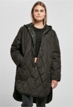 Urban Classics Ladies Oversized Diamond Quilted Hooded Coat black TB5074