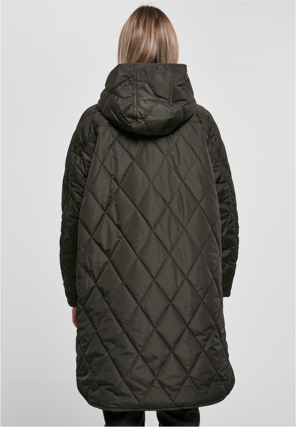 Urban Classics Ladies Oversized Diamond Quilted Hooded Coat black TB5074