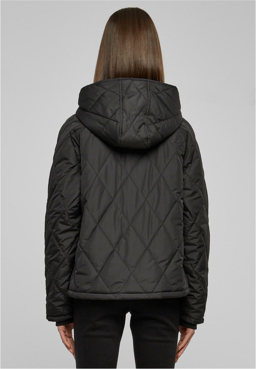 Urban Classics Ladies Oversized Diamond Quilted Hooded Jacket black TB6067