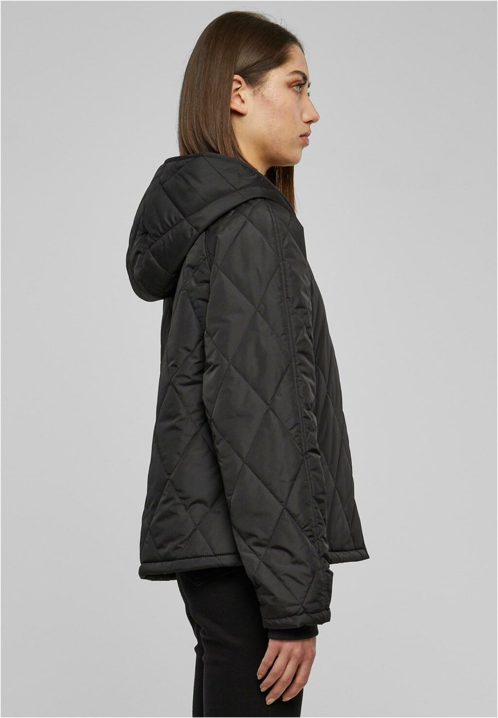 Urban Classics Ladies Oversized Diamond Quilted Hooded Jacket black TB6067