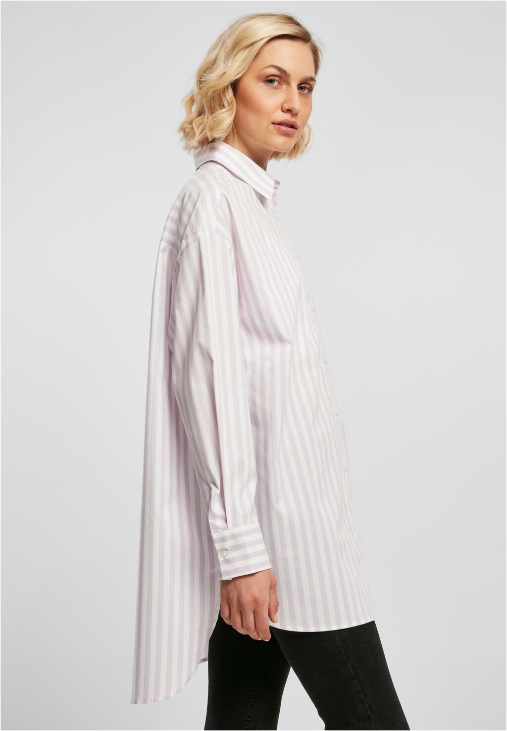 Urban Classics Ladies Oversized Stripe Shirt white/lilac TB5041