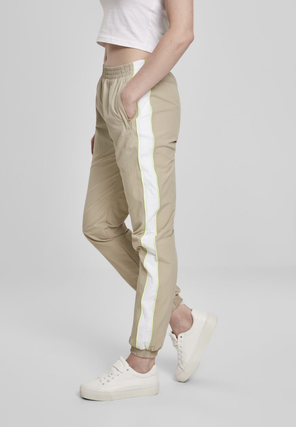 Urban Classics Ladies Piped Track Pants concrete/electriclime TB3415