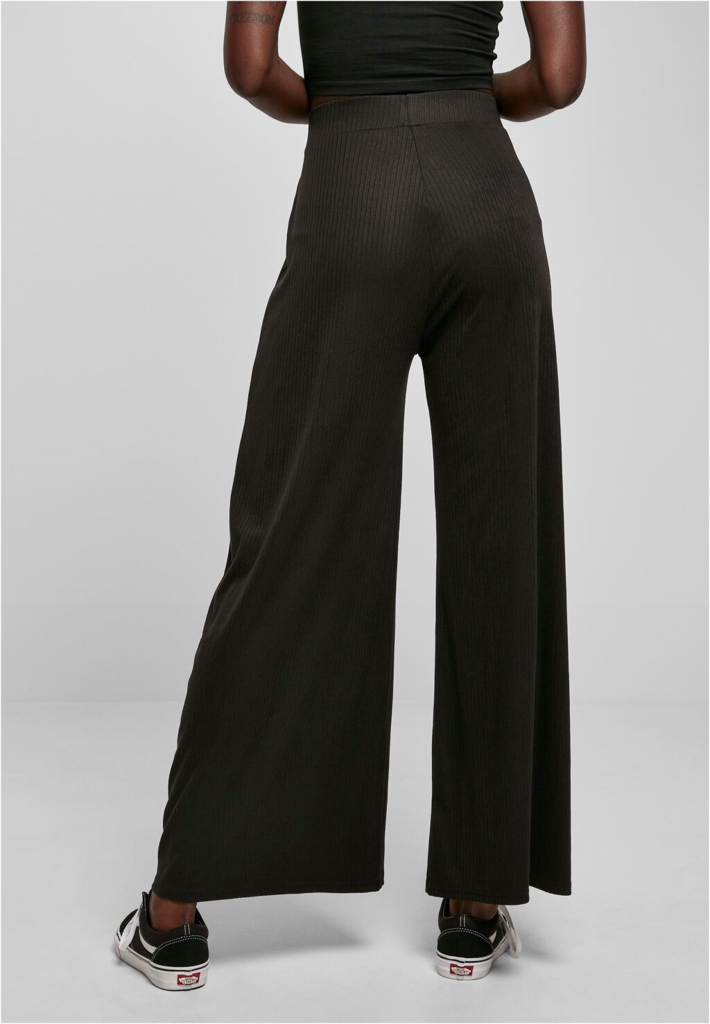 Urban Classics Ladies Rib Jersey Wide Leg Pants black TB5029