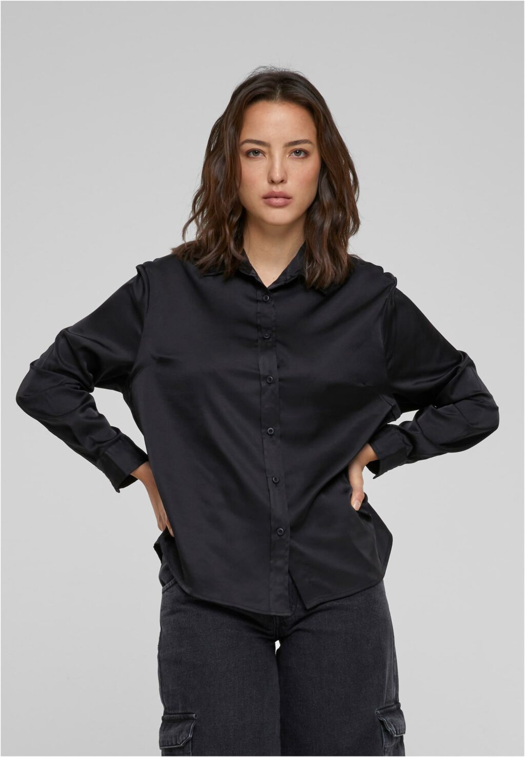 Urban Classics Ladies Satin Shirt black TB6127