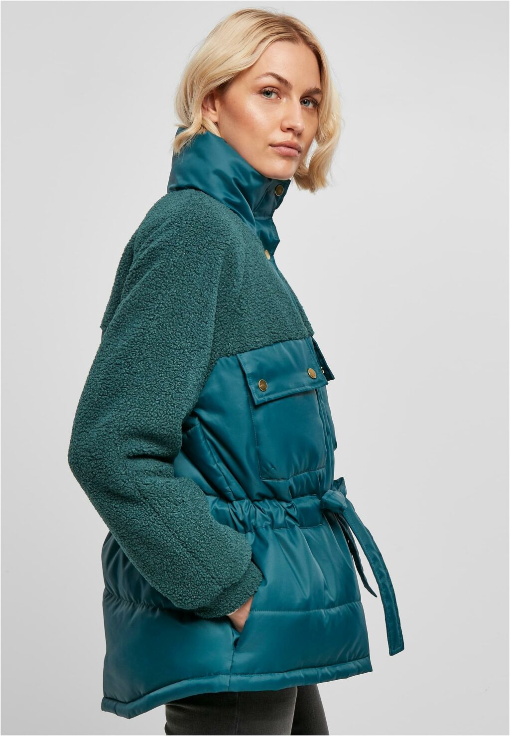 Urban Classics Ladies Sherpa Mix Puffer Jacket jasper TB3768