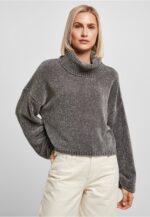 Urban Classics Ladies Short Chenille Turtleneck Sweater asphalt TB4516