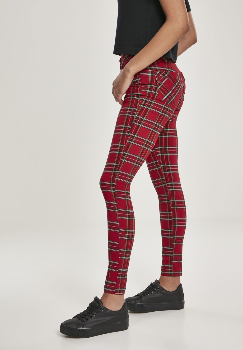 Urban Classics Ladies Skinny Tartan Pants red/blk TB2848