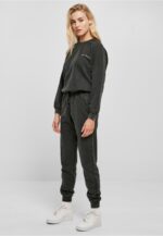Urban Classics Ladies Small Embroidery Long Sleeve Terry Jumpsuit black TB5462