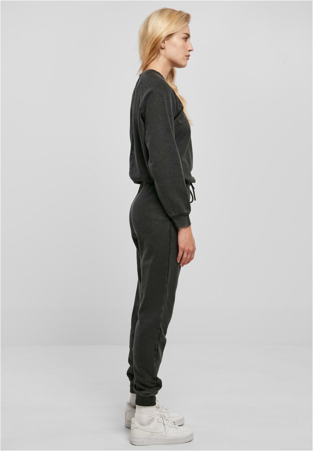 Urban Classics Ladies Small Embroidery Long Sleeve Terry Jumpsuit black TB5462