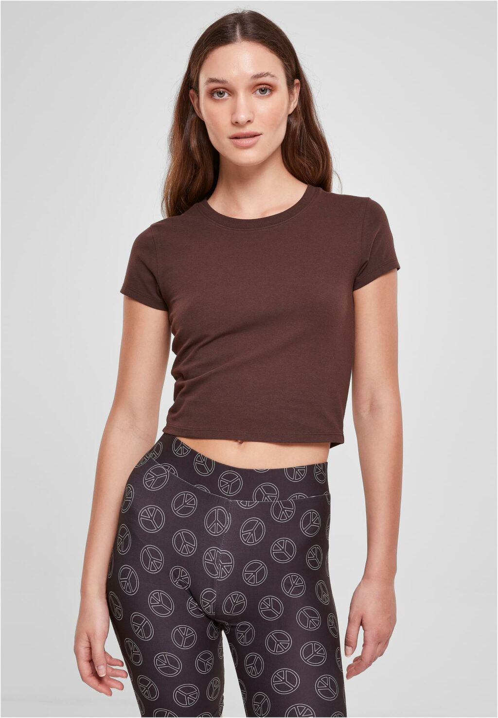Urban Classics Ladies Stretch Jersey Cropped Tee brown TB2754