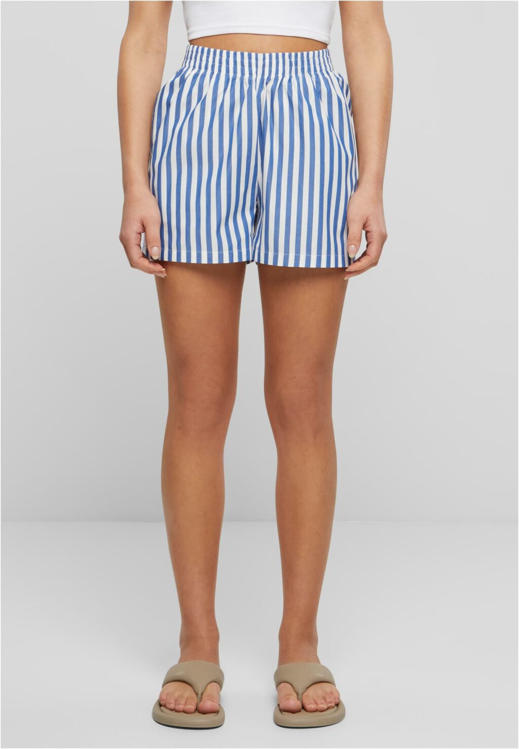 Urban Classics Ladies Striped Shorts white/blue TB6845