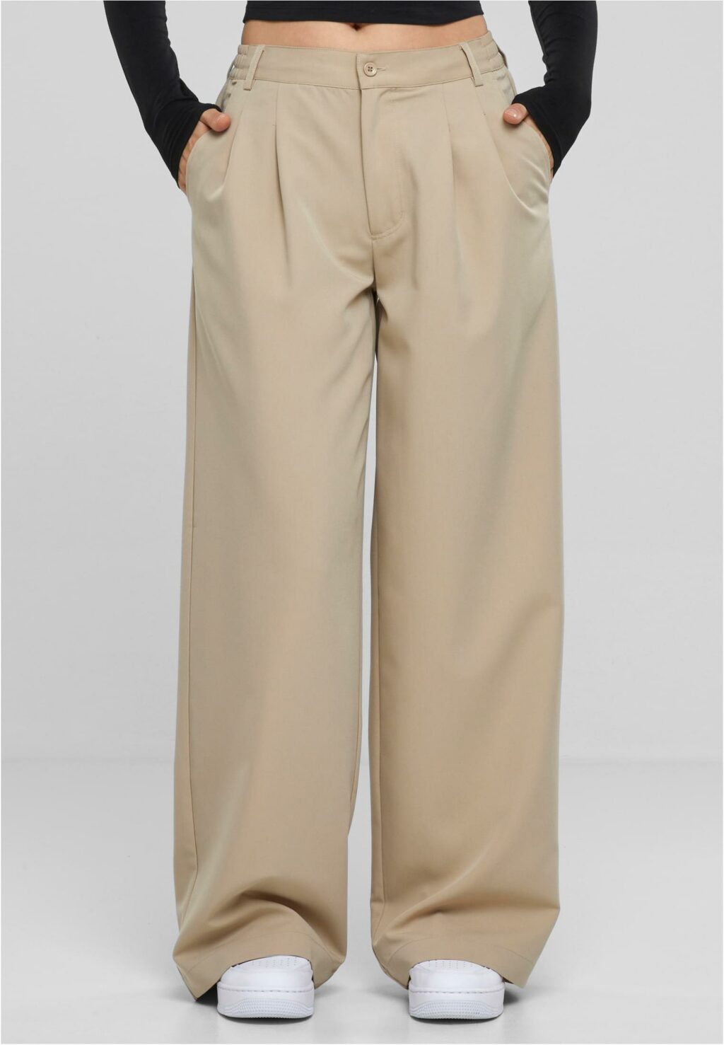 Urban Classics Ladies Ultra Wide Pleat-Front Pants wetsand TB6103