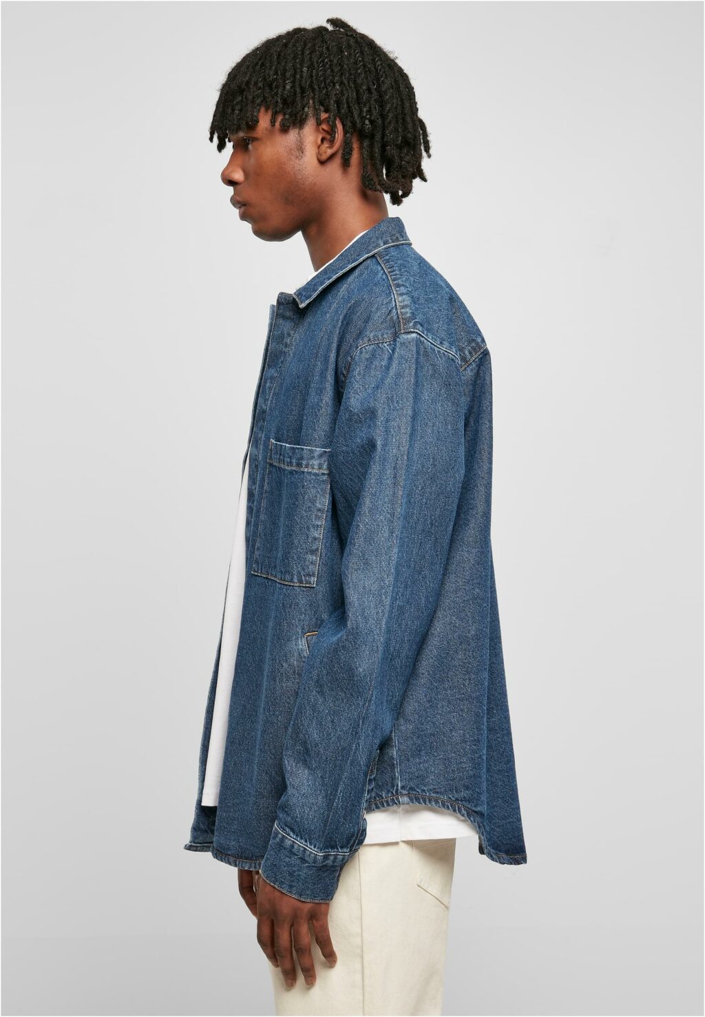 Urban Classics Oversized Denim Pocket Shirt mid indigo washed TB5923
