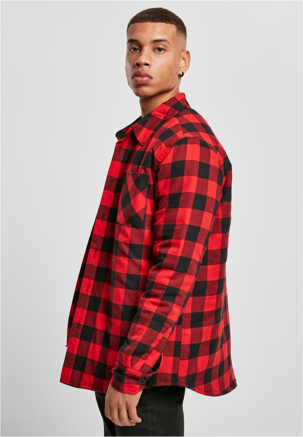 Urban Classics Padded Check Flannel Shirt black/red TB3958