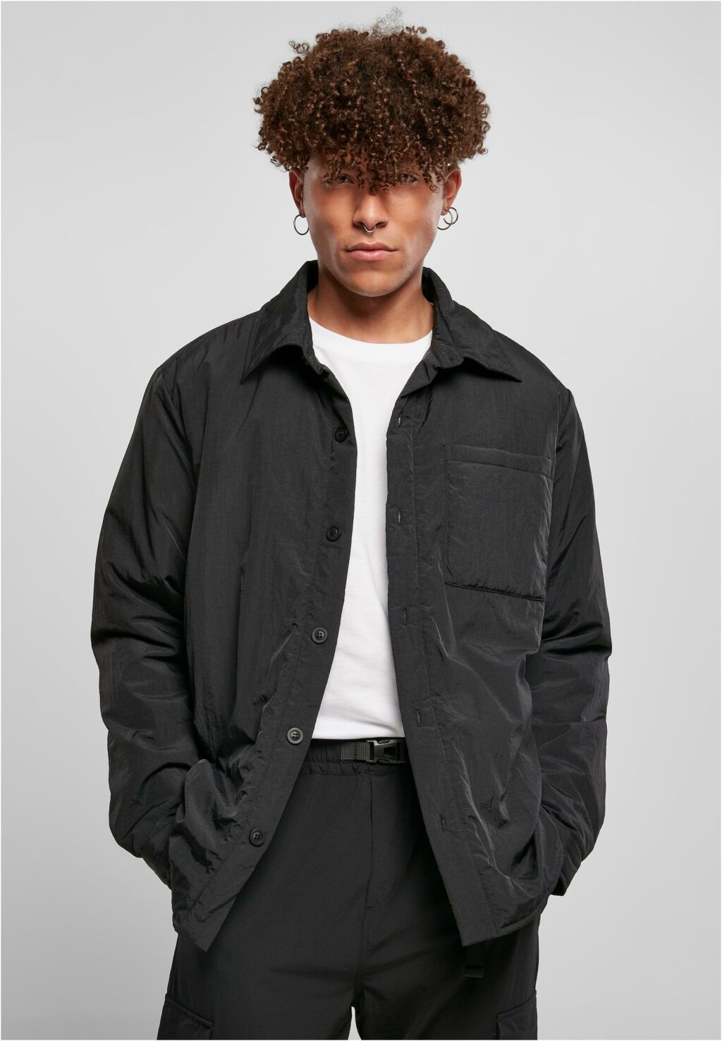 Urban Classics Padded Nylon Shirt Jacket black TB4719