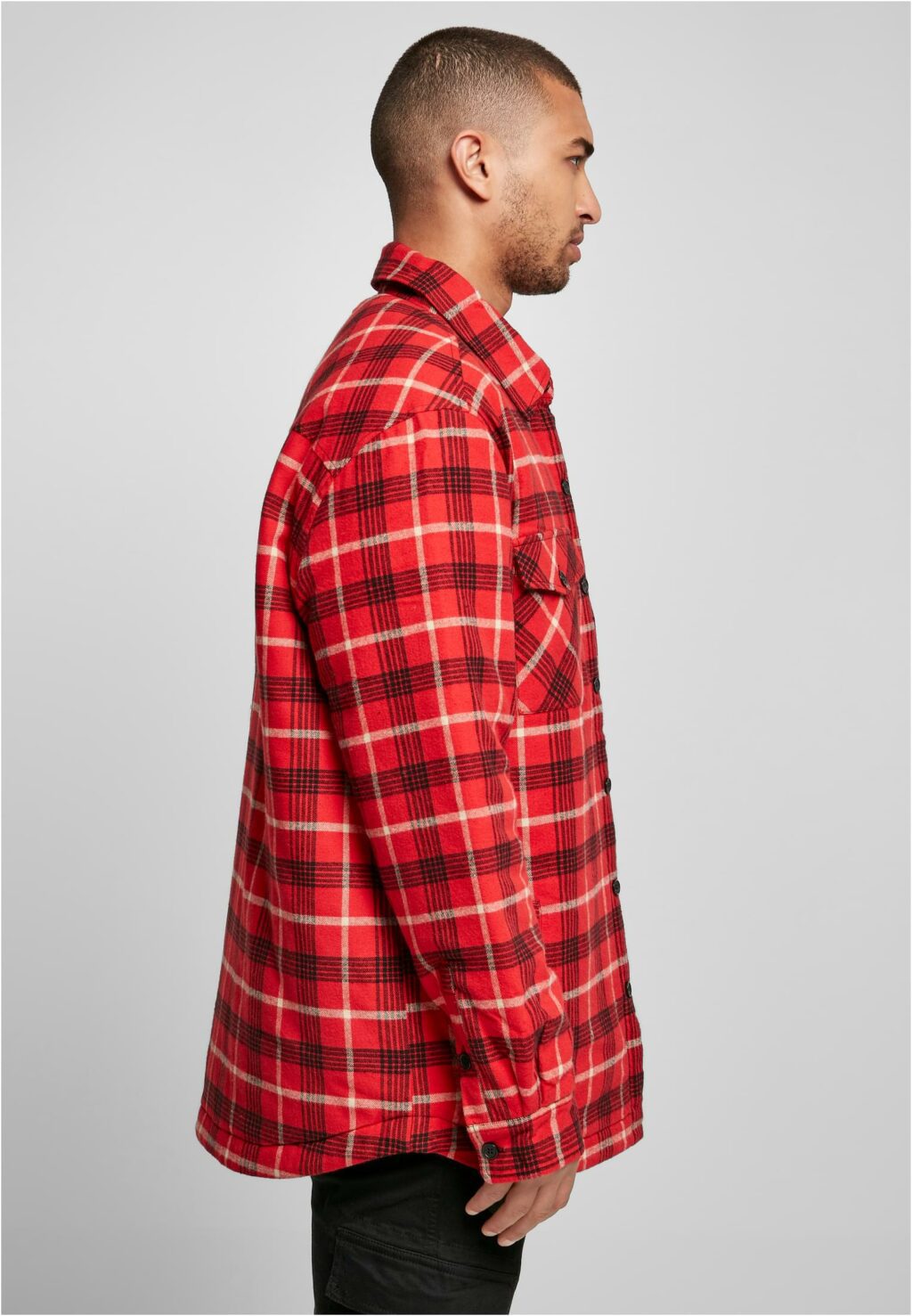 Urban Classics Plaid Quilted Shirt Jacket red/black TB3829