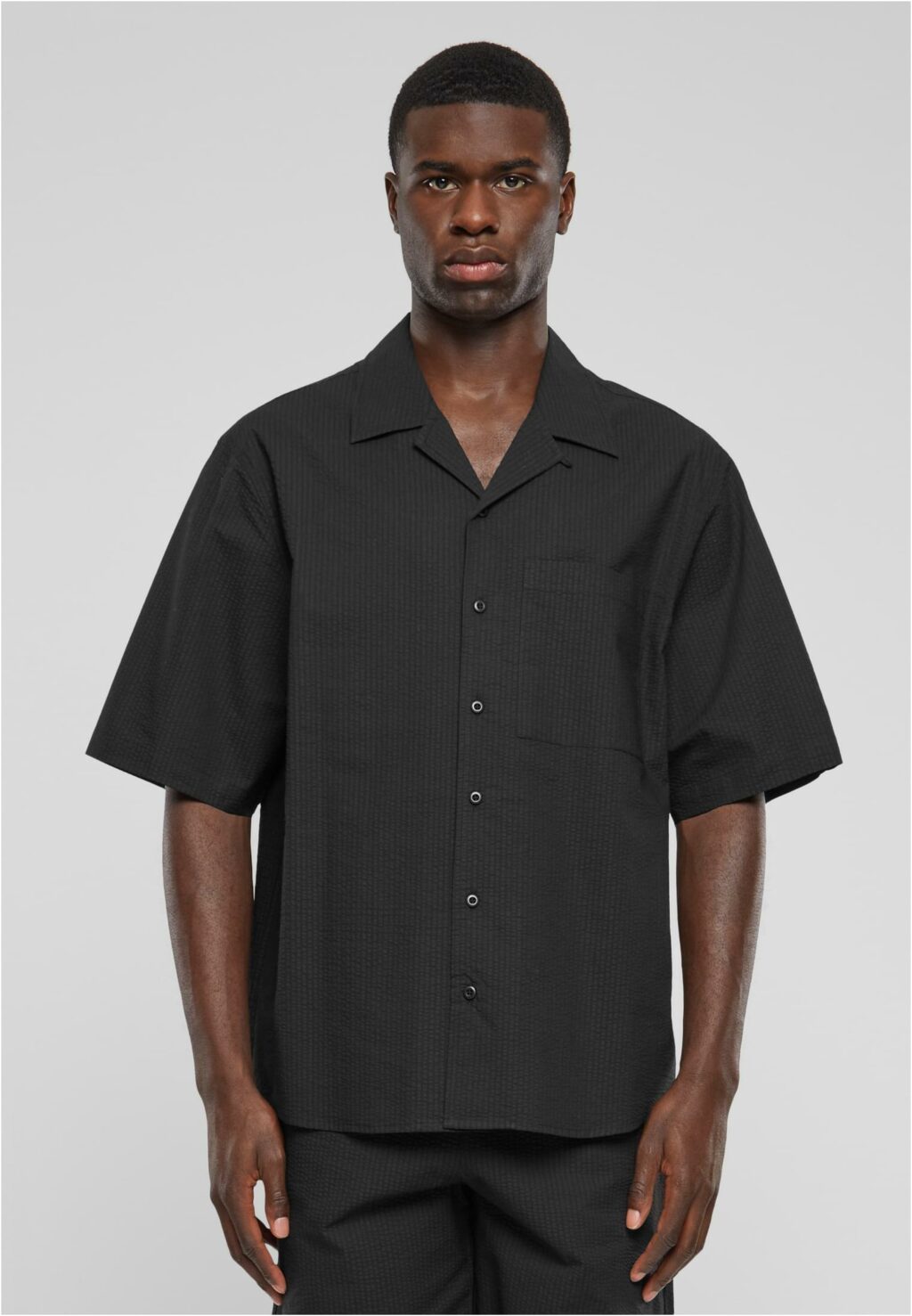 Urban Classics Relaxed Seersucker Short Sleeve Shirt black TB6409