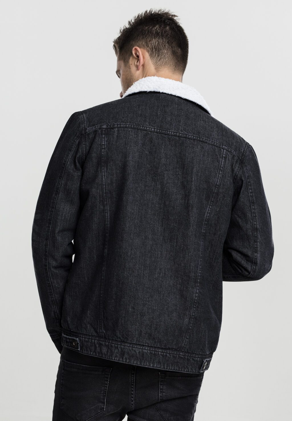Urban Classics Sherpa Denim Jacket black washed TB1796