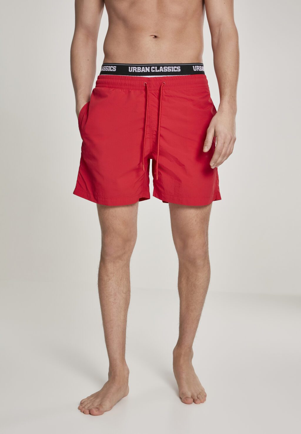 Urban Classics Two in One Swim Shorts firered/wht/blk TB2683