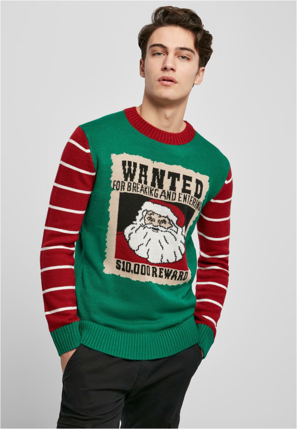 Urban Classics Wanted Christmas Sweater x-masgreen/white TB4490
