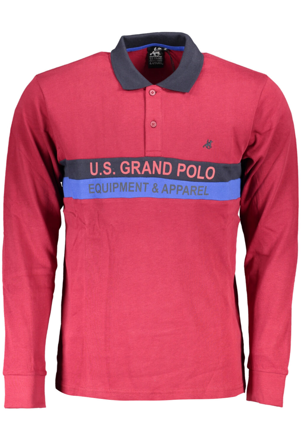 US GRAND POLO MEN'S LONG SLEEVED POLO SHIRT RED USP878_ROROSSO
