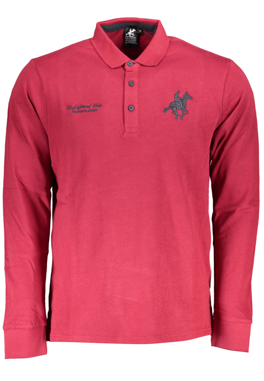 US GRAND POLO MEN'S LONG SLEEVED POLO SHIRT RED USP879_ROROSSO